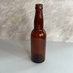 Vintage Glass Beer Bottle 9.5" Tall Amber Colored